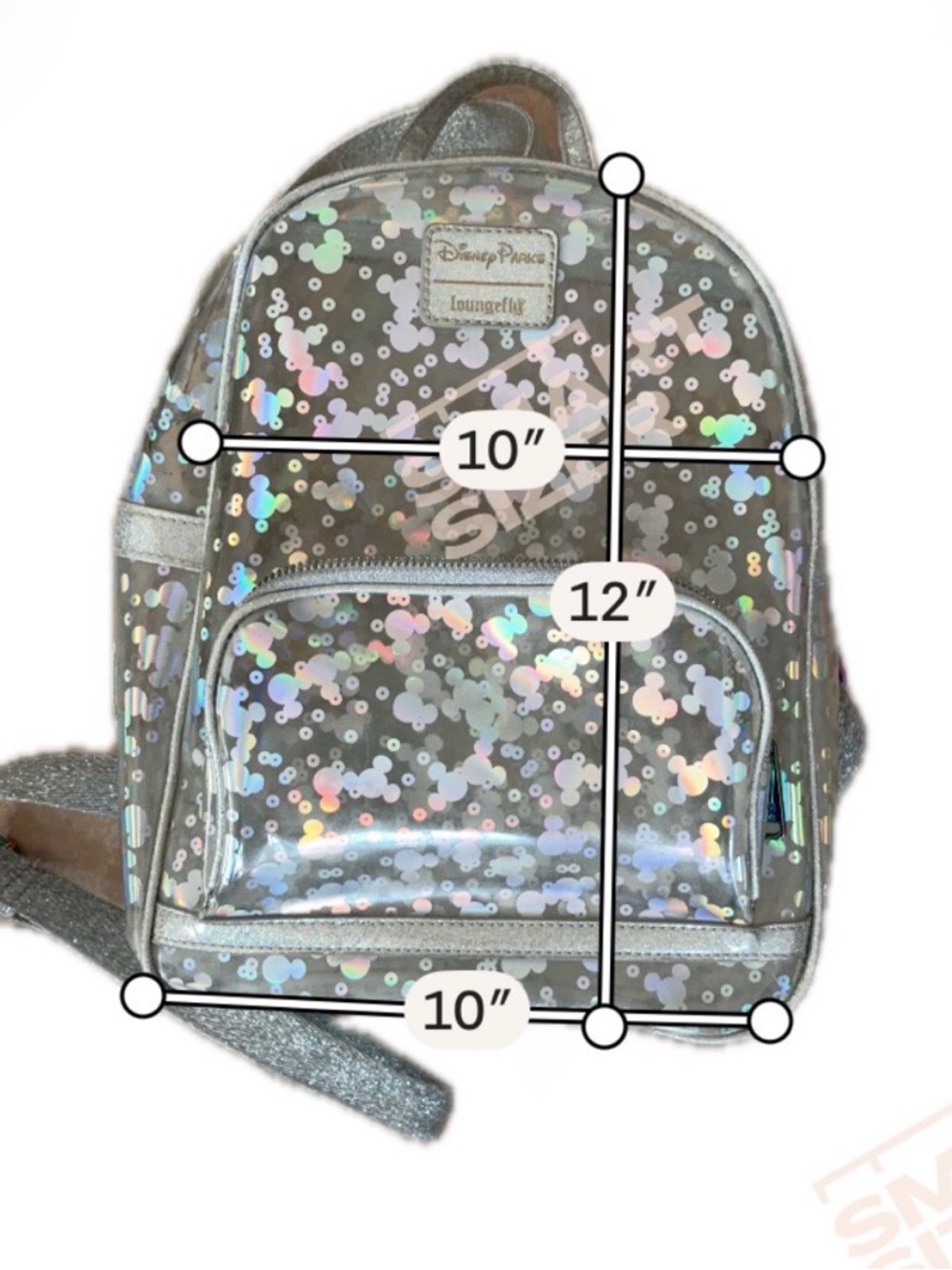 Disney Parks Loungefly Small Backpack Holographic Mickey Confetti Clear Glitter - Picture 8 of 14